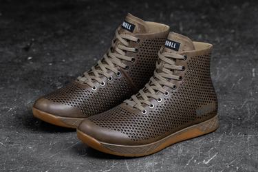 Nobull High-Top Leather Women's Trainers Brown | Australia (VY8159)